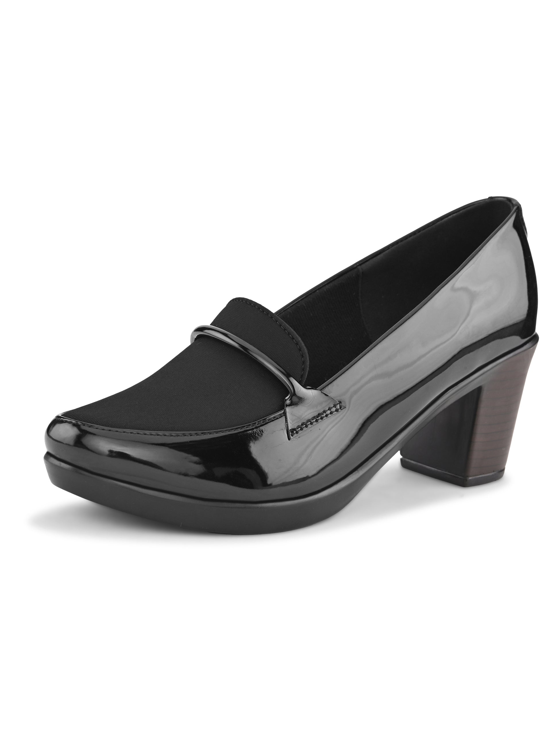 ELEGANT POINTED TOE CUSHIONED BLOCK HEEL PUMPS