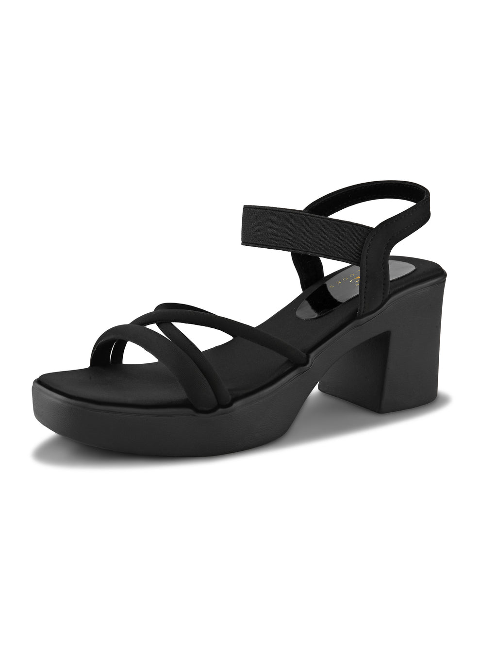 Soft Cushioned Elastic Strap Block Heel Sandals