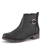 Side Zip Cushioned Low Block Heel Ankle Boots
