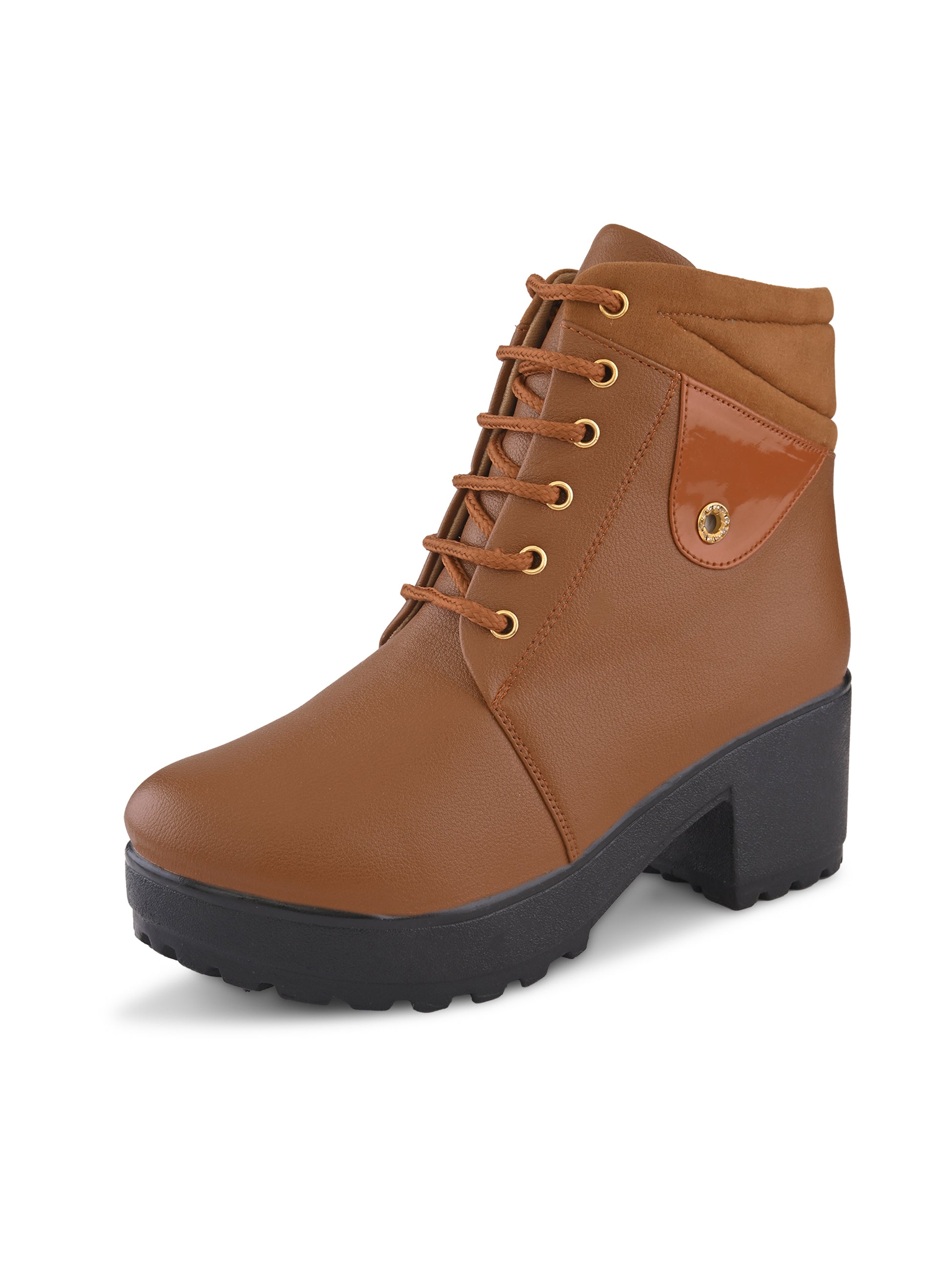 Lace-Up Pocket Detail Chunky Block Heel Ankle Boots