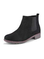 Side Elastic Cushioned Low Block Heel Ankle Boots