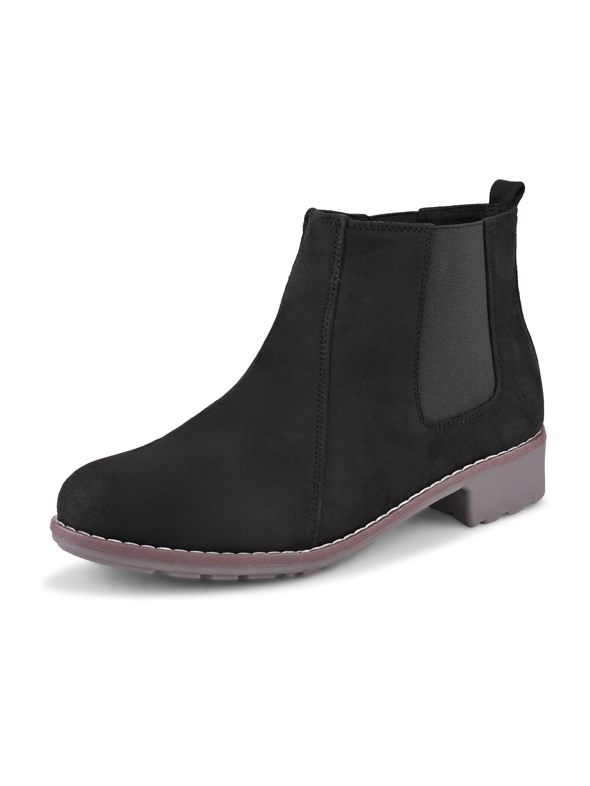 Side Elastic Cushioned Low Block Heel Ankle Boots