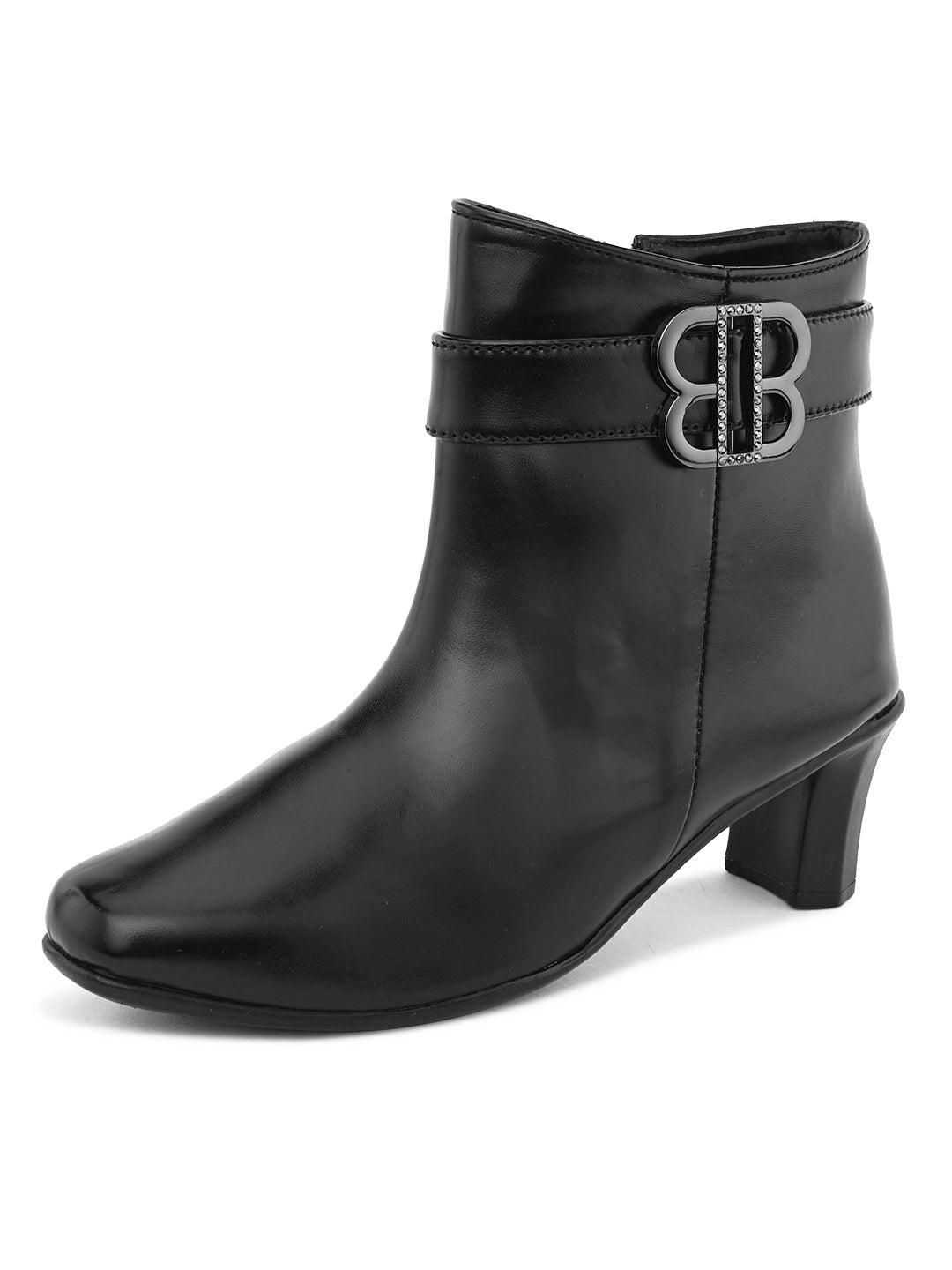 Comfortable & Trendy Block Heel Zipper Black Boots