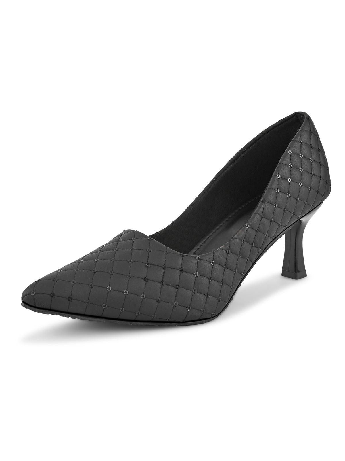 Quilted Pointed Toe Cushioned Slip-On Pumps
