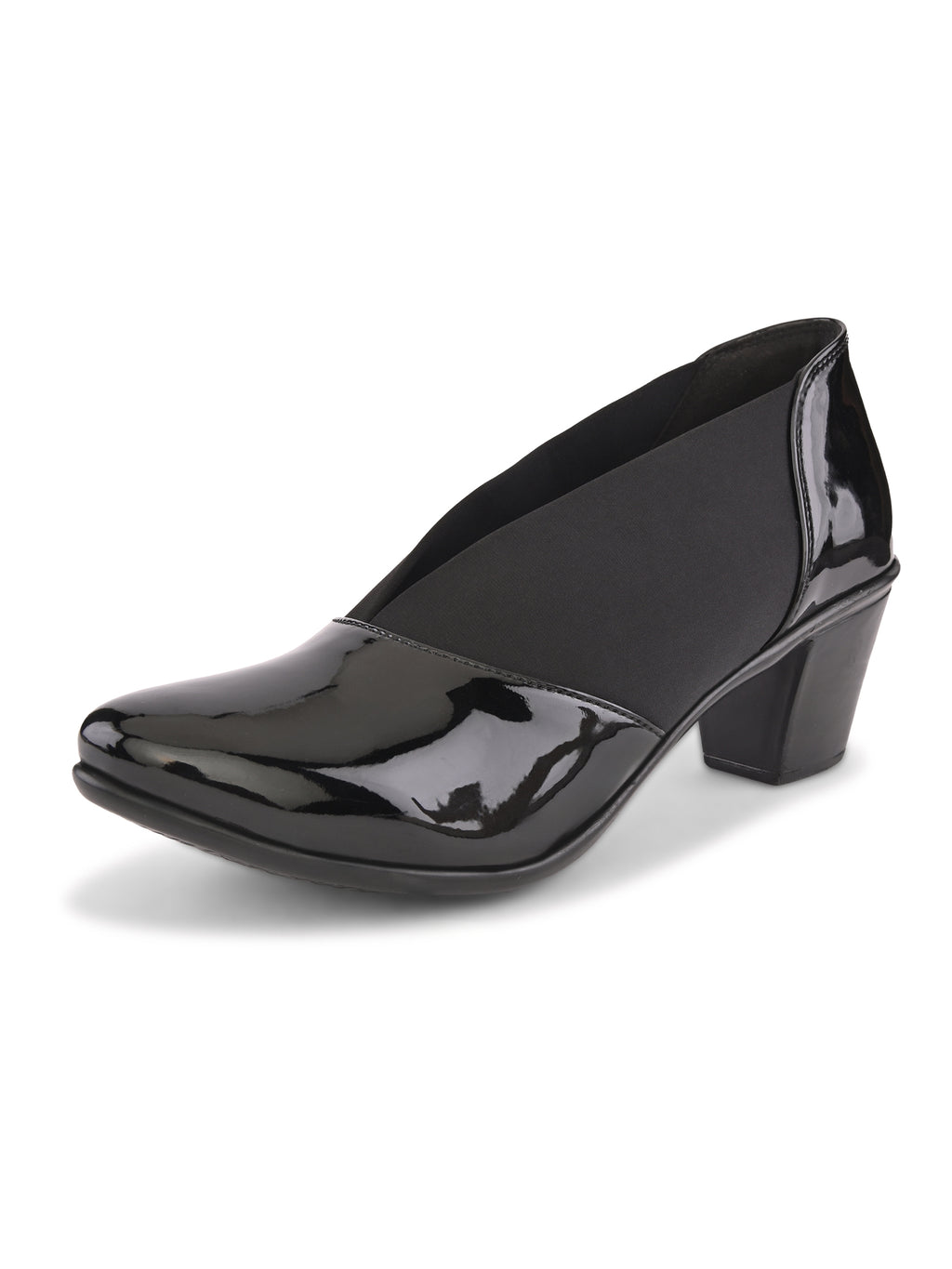 Elasticated Panel Glossy Finish Slip-On Pumps