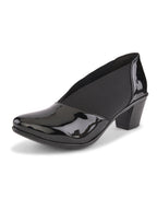 Elasticated Panel Glossy Finish Slip-On Pumps