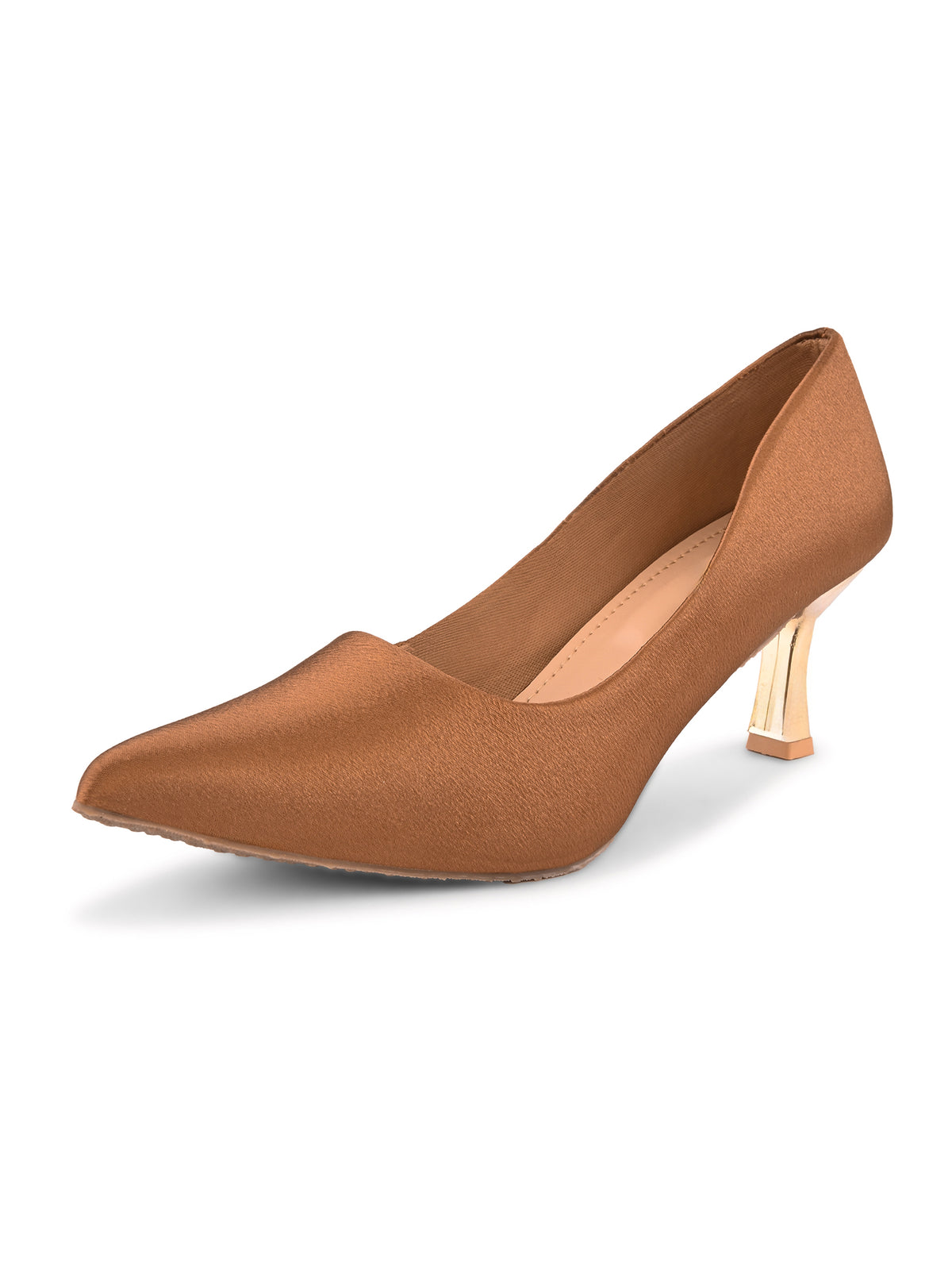 Textured Pointed Toe Sculpted Heel Slip-On Pumps