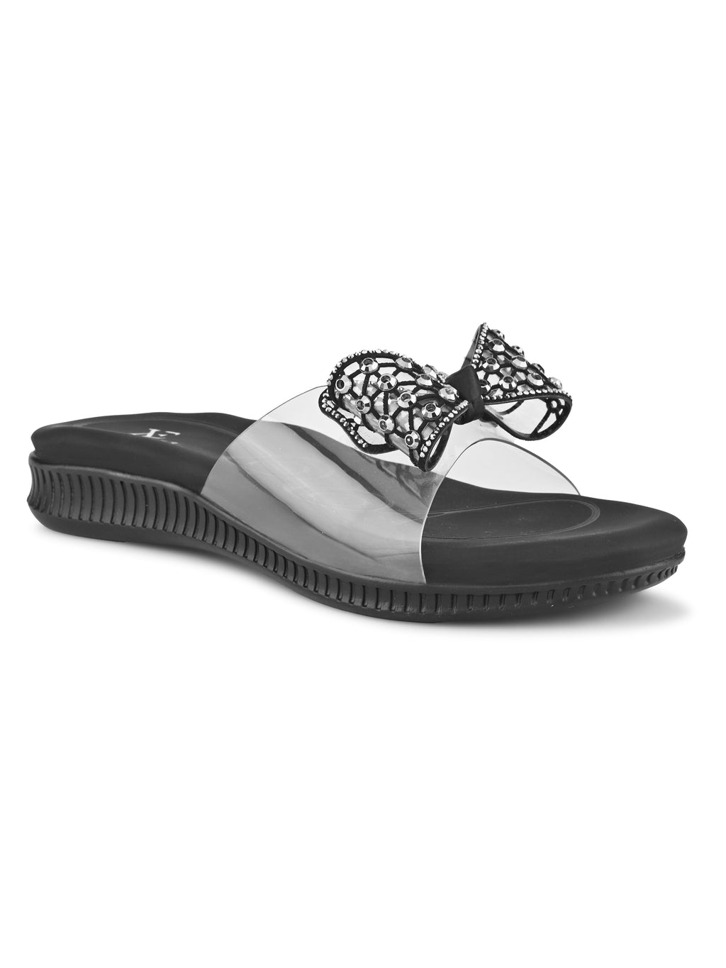 Crystal Bow Transparent Comfort Cushion Slides