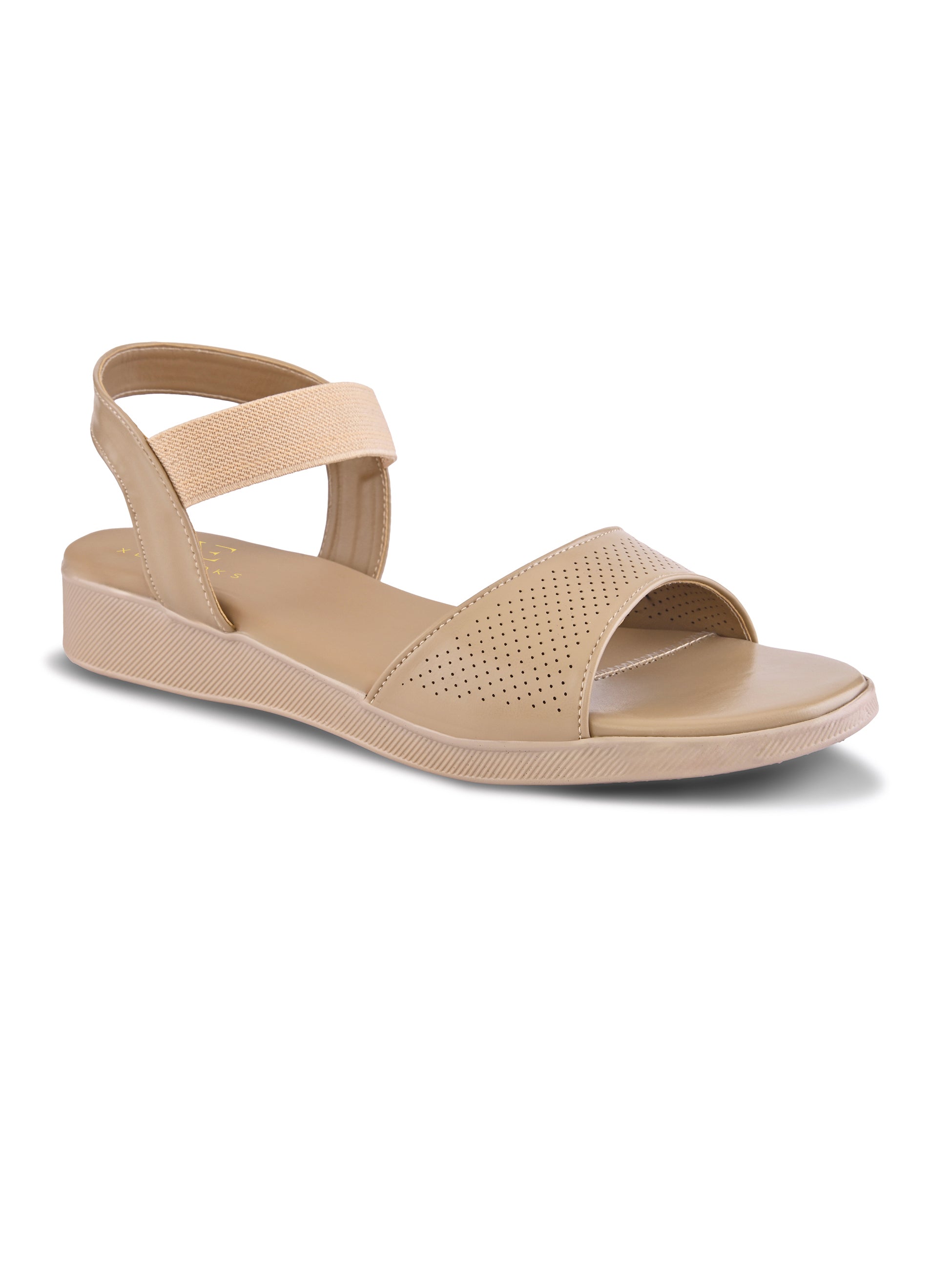 Perforated Strap Cushioned Slingback Flat Sandals