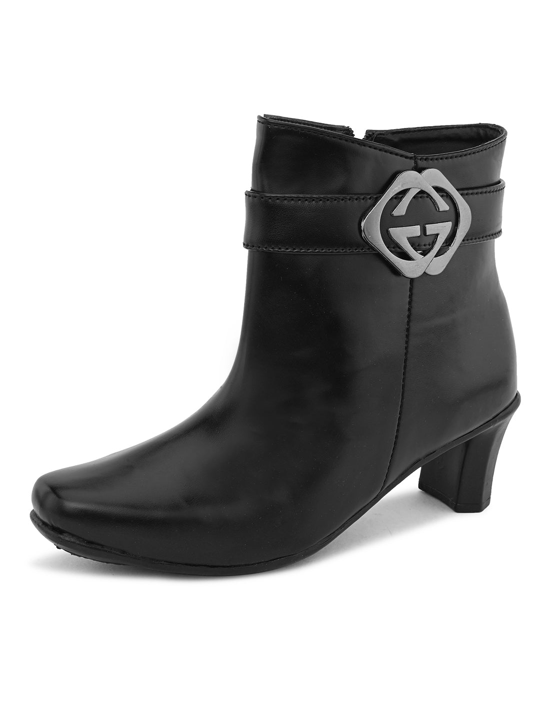 Soft & Trendy Ankle-Length Zipper Black Boots