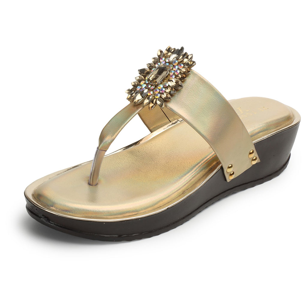 Chic & Elegant Stone Embellished Cushion Platform Slippers
