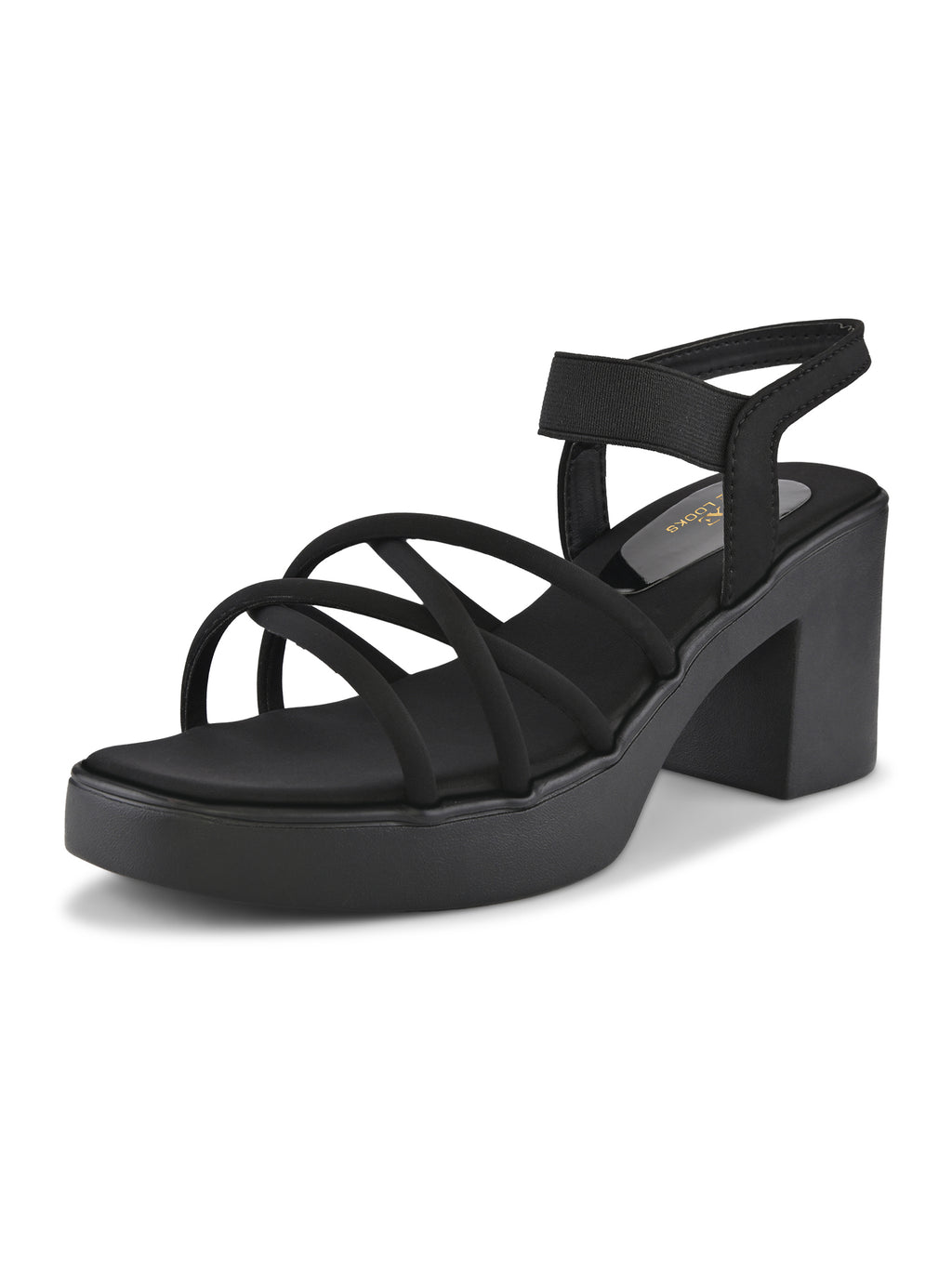 CROSS-STRAP ELASTIC BACK SUPPORT COMFORT BLOCK HEEL SANDALS