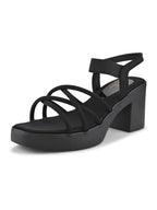 CROSS-STRAP ELASTIC BACK SUPPORT COMFORT BLOCK HEEL SANDALS