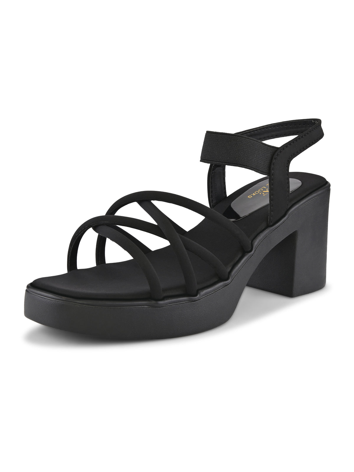 CROSS-STRAP ELASTIC BACK SUPPORT COMFORT BLOCK HEEL SANDALS