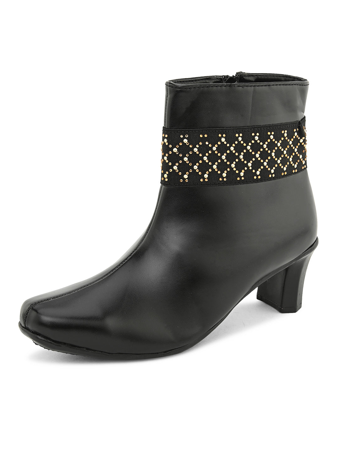 Comfortable & Trendy Zipper Black Block Heel Boots