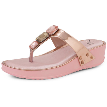 Comfortable Stone Embellished Stylish Platform Slippers