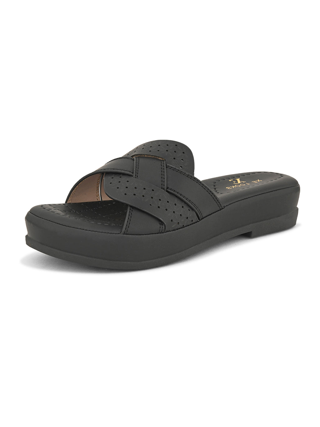Cross-Strap with Laser-Cut Detailing Slippers