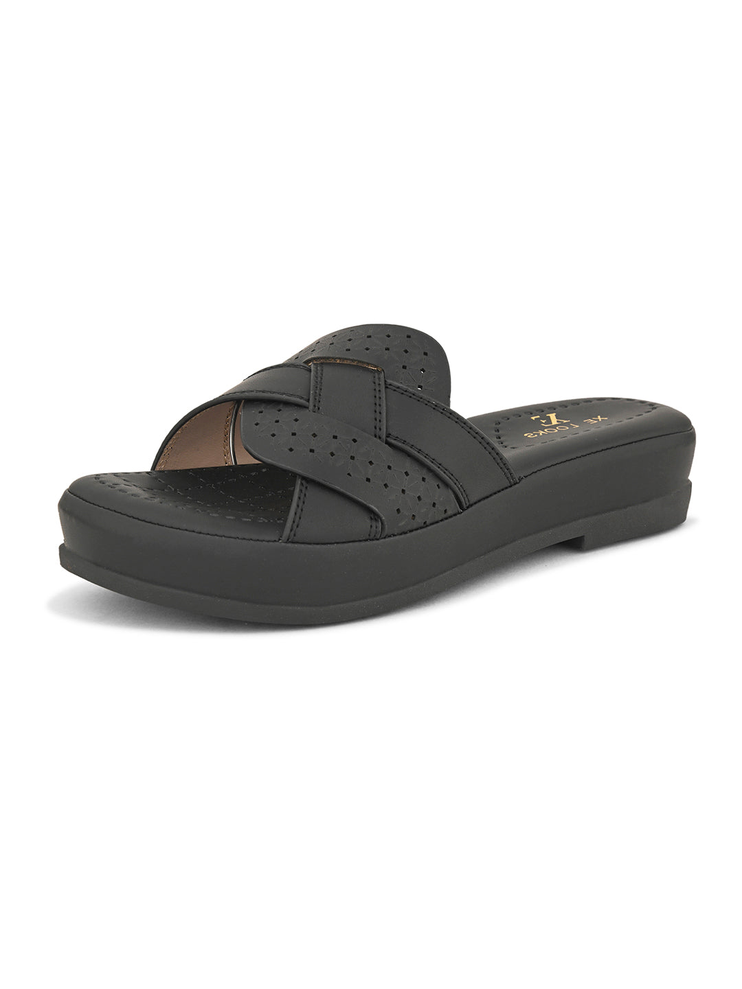 Cross-Strap with Laser-Cut Detailing Slippers