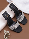 Rhinestone Strap Comfort Heel Sandals