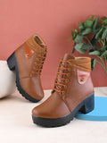 Lace-Up Pocket Detail Chunky Block Heel Ankle Boots