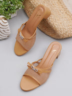 Rhinestone Bow Accent Comfort Heel Sandals
