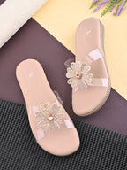 Crystal Floral Transparent Comfort Cushion Slides