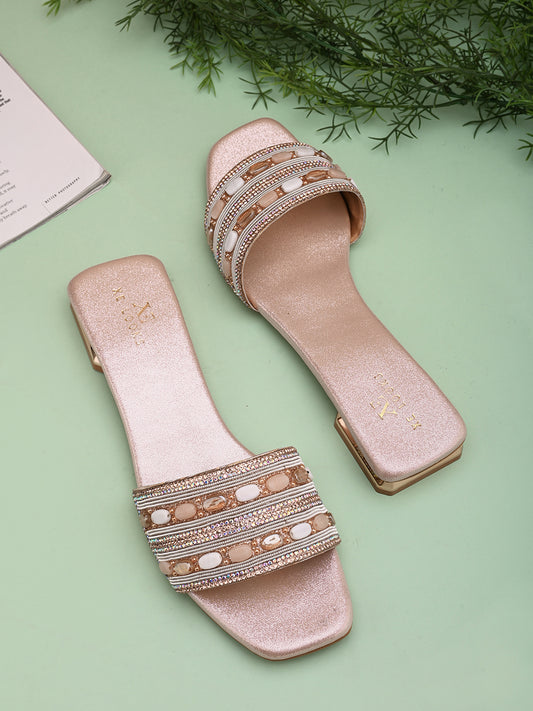 Elegant & Stylish Beaded Flat Slippers