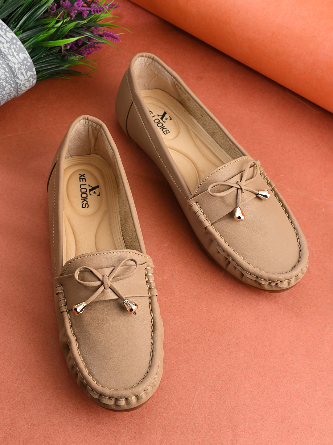 Soft Cushioned Slip-On Loafers with Bow Detail