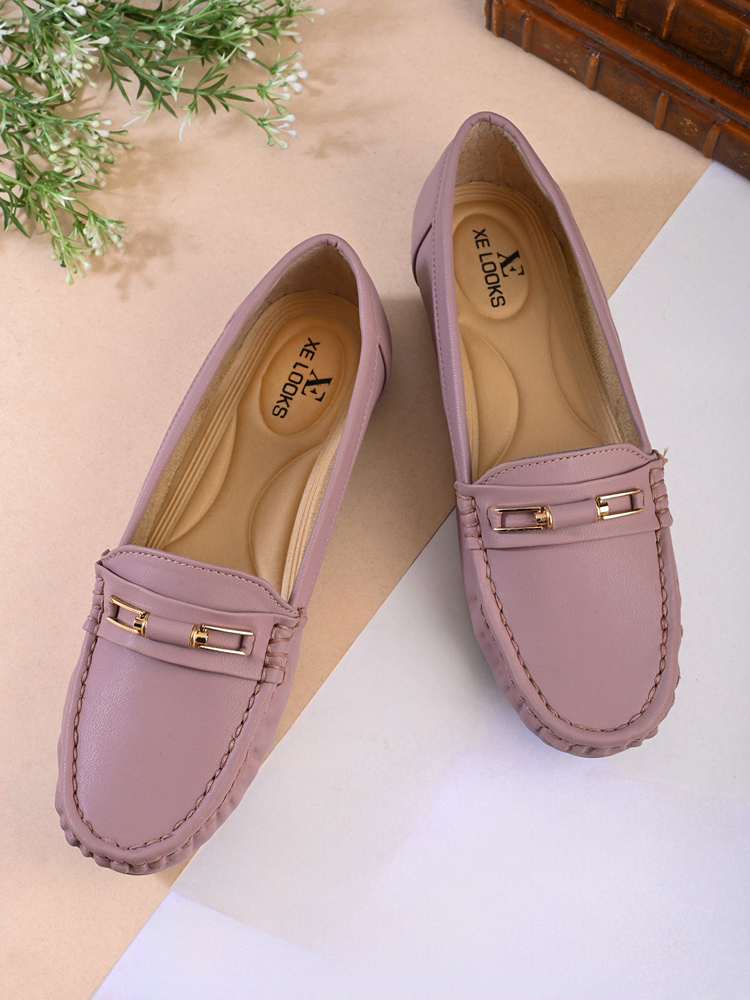 Soft Cushioned Slip-On Loafers with Metal Detail