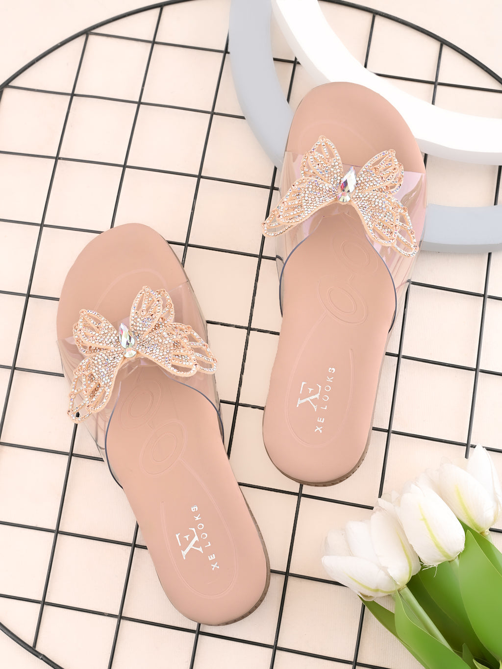 Crystal Butterfly Transparent Comfort Cushion Slides
