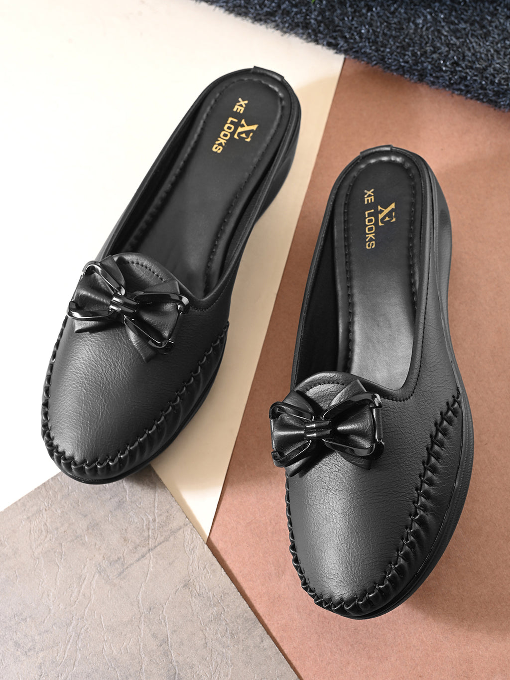 Stylish Slip-On Bow Mule Loafers