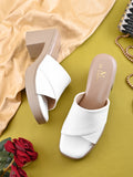 Cross Strap Cushioned Slip-On Block Heel Sandals