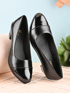 Glossy Cap Toe Slip-On Pumps