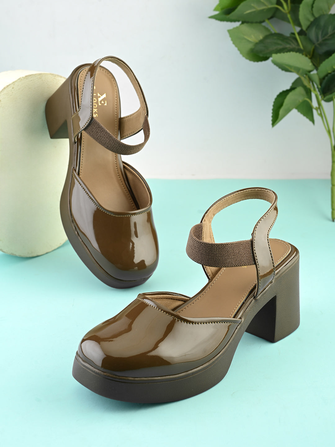 Classic Patent Block Heel Pumps with Backstrap Soft Cushioned Formal Shoes