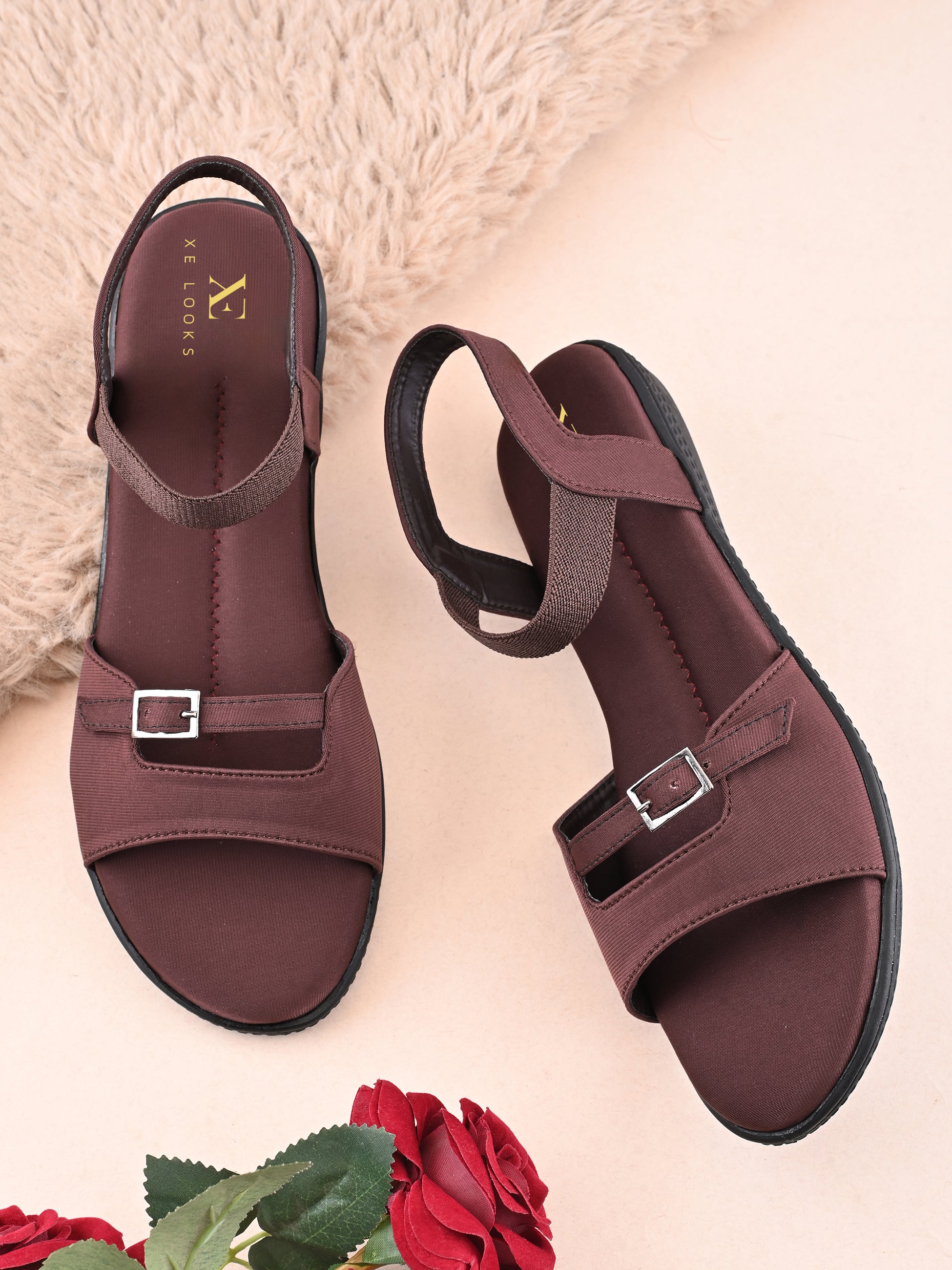 Comfort Cushion Buckle Accent Elastic Strap Open Toe Sandals