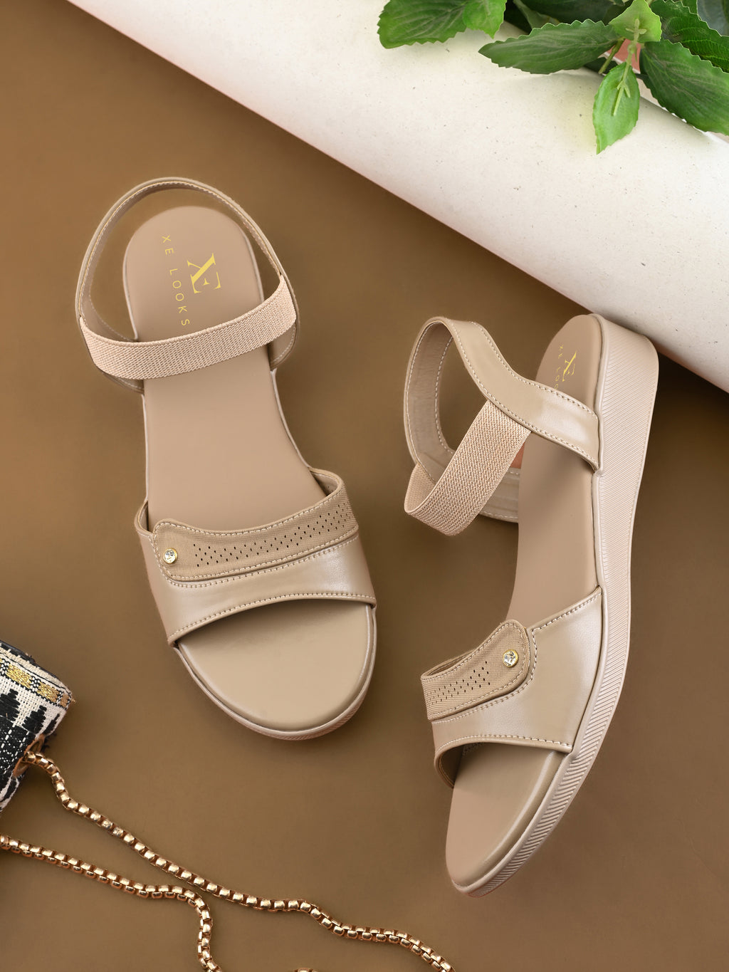 Perforated Detail Cushioned Slingback Flat Sandals