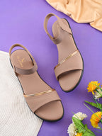 Cushioned Metallic Accent Elastic Strap Open Toe Sandals