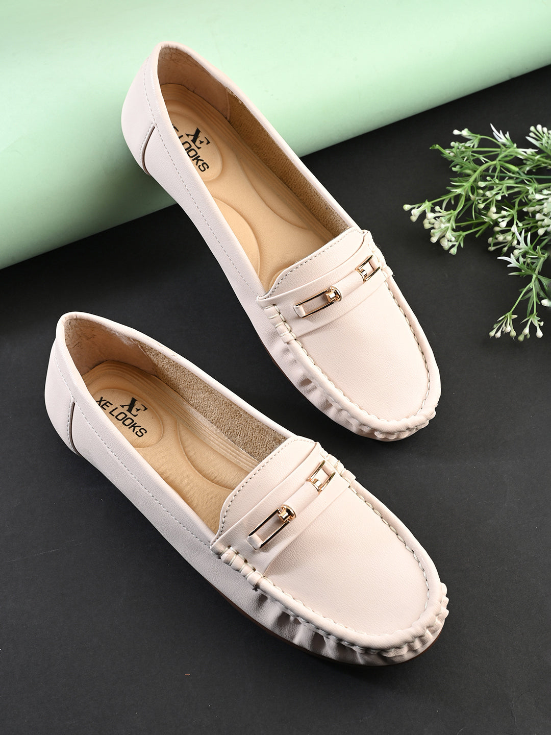 Soft Cushioned Slip-On Loafers with Metal Detail