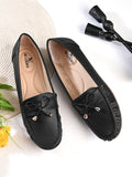 Soft Cushioned Slip-On Loafers with Bow Detail