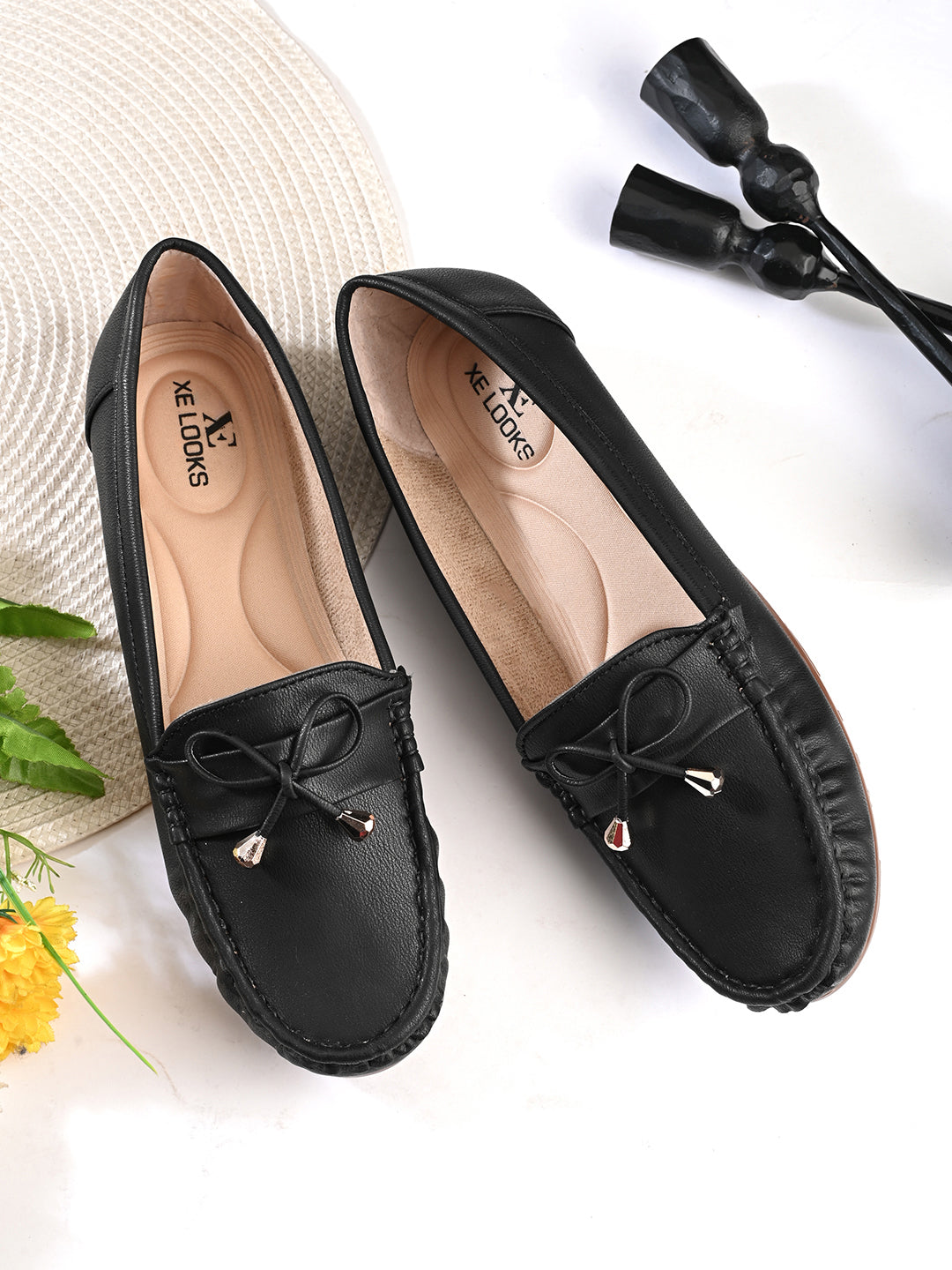 Soft Cushioned Slip-On Loafers with Bow Detail