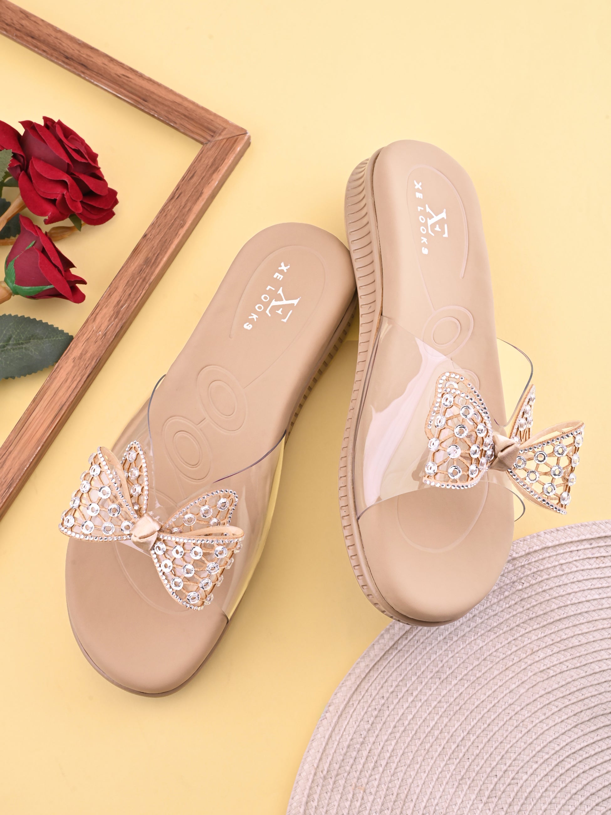 Crystal Bow Transparent Comfort Cushion Slides