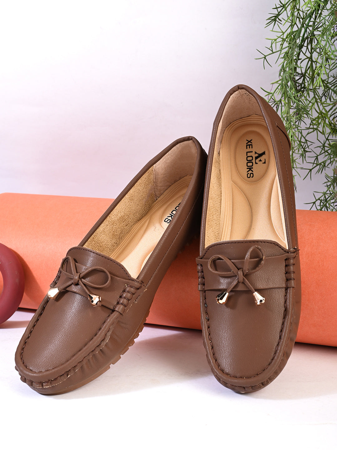 Soft Cushioned Slip-On Loafers with Bow Detail