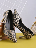 Animal Print Pointed Toe Cushioned Slip-On Pumps