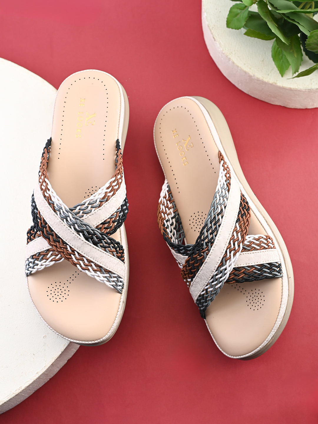 Criss-Cross Braided Strap Doctor Slippers