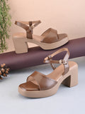 Sleek Ankle Strap Cushioned Block Heel Sandals