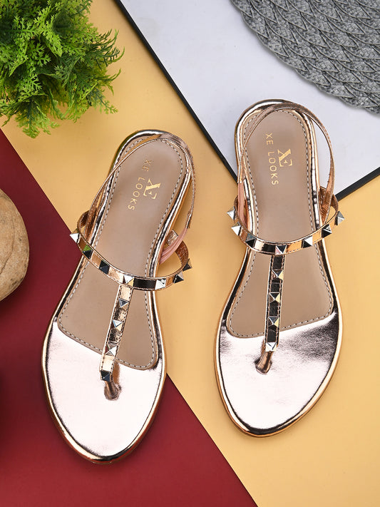 Stylish Studded Strappy Thong Flat Sandals