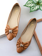 Glossy Bow Detail Ballerinas