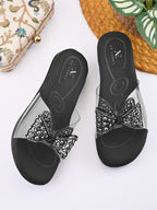 Crystal Bow Transparent Comfort Cushion Slides