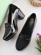ELEGANT POINTED TOE CUSHIONED BLOCK HEEL PUMPS
