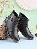 Side Zip Cushioned Low Block Heel Ankle Boots